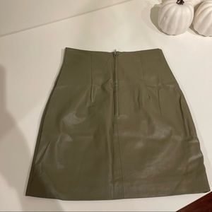 H&M Olive leather skirt